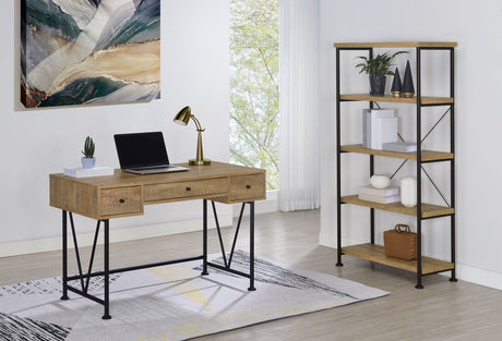 Analiese 47" Writing Desk & 63" Bookshelf - Rustic Mango Finish with Black Metal Frame – view 14
