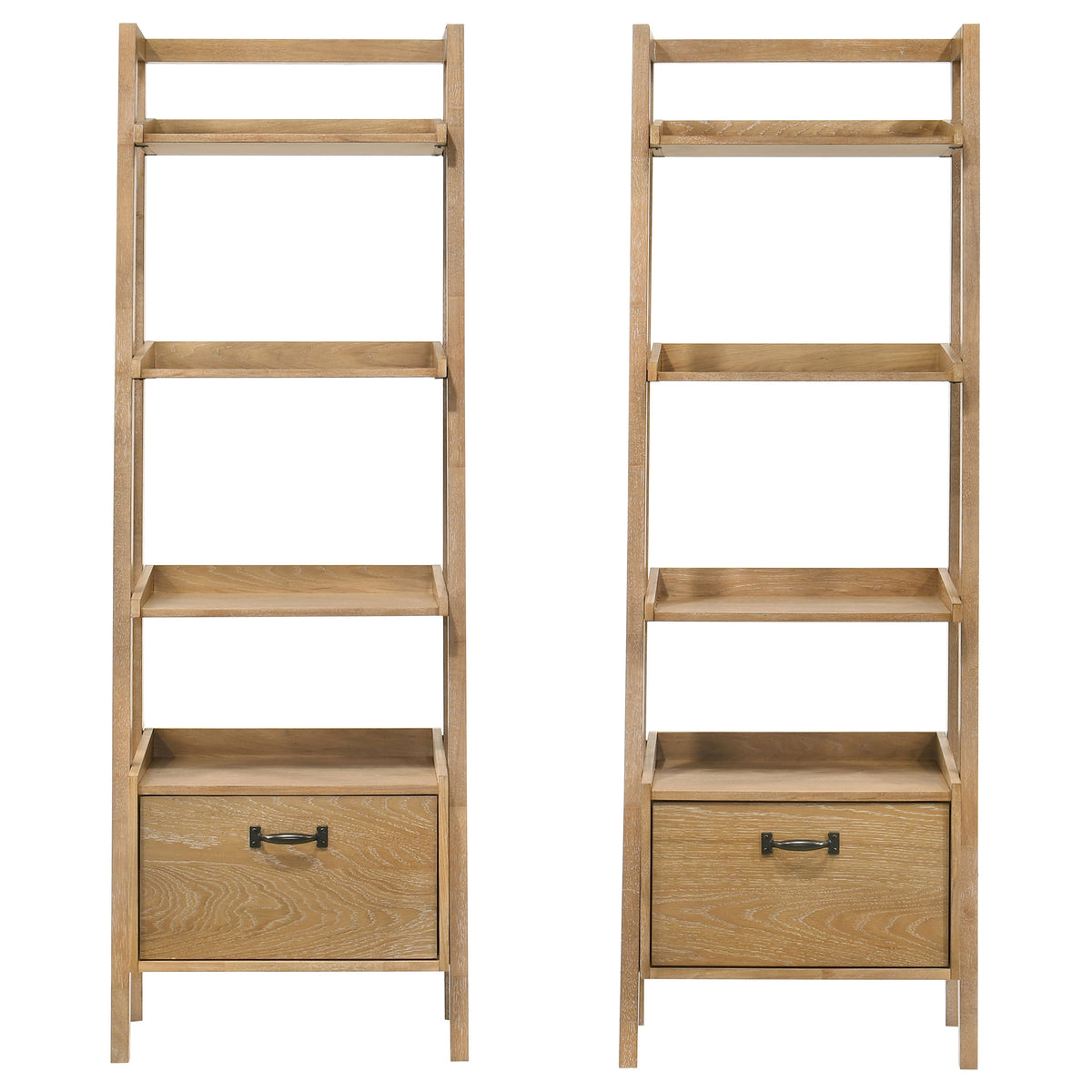 Fabian Computer Desk & Bookshelf Wall Set - Pair of Bookshelves with Drawer