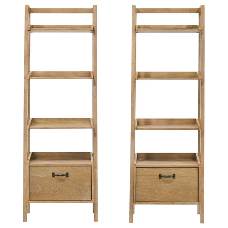 Fabian Computer Desk & Bookshelf Wall Set - Pair of Bookshelves with Drawer