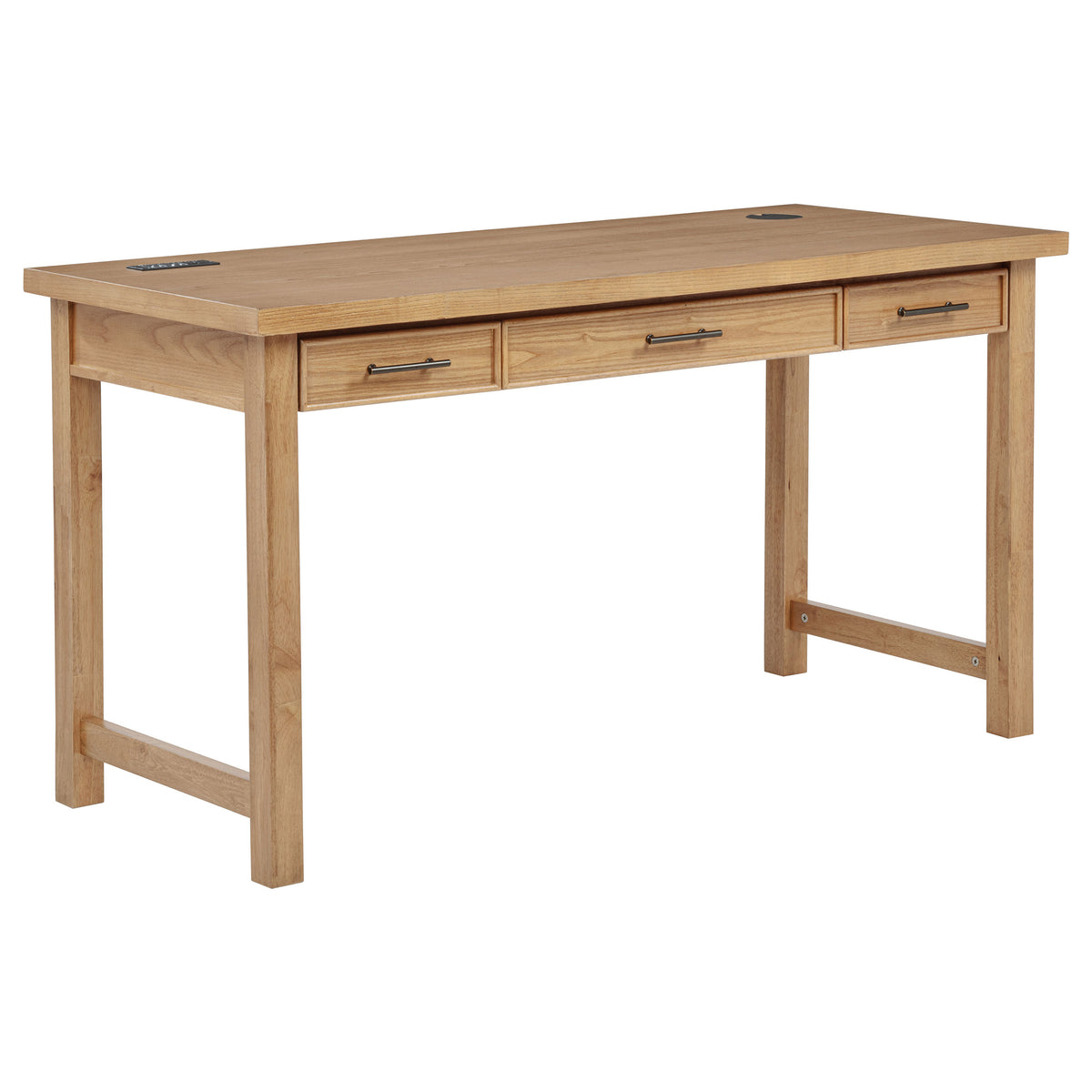 Vermes Home Office Collection - Writing Desk, 7-Drawer Computer Desk & Cabinet Bookcase with Power Outlets in Light Ash – view 4