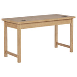 Vermes Home Office Collection - Writing Desk, 7-Drawer Computer Desk & Cabinet Bookcase with Power Outlets in Light Ash – view 5