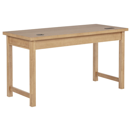 Vermes Home Office Collection - Writing Desk, 7-Drawer Computer Desk & Cabinet Bookcase with Power Outlets in Light Ash – view 5