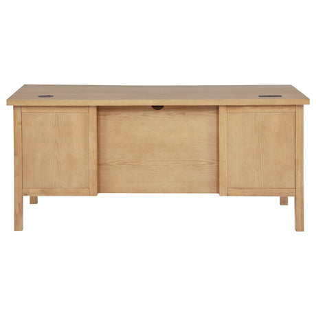 Vermes Home Office Collection - Writing Desk, 7-Drawer Computer Desk & Cabinet Bookcase with Power Outlets in Light Ash – view 9