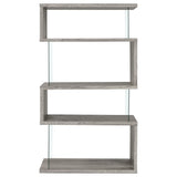 Emelle 63" Zigzag Bookshelf - Grey Driftwood Shelves with Clear Glass Side Panels – view 3