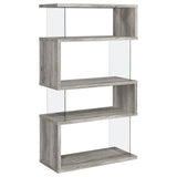 Emelle 63" Zigzag Bookshelf - Grey Driftwood Shelves with Clear Glass Side Panels – view 6