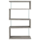 Emelle 63" Zigzag Bookshelf - Grey Driftwood Shelves with Clear Glass Side Panels – view 7