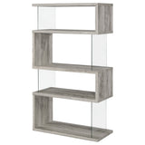 Emelle 63" Zigzag Bookshelf - Grey Driftwood Shelves with Clear Glass Side Panels – view 8