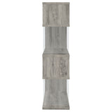 Emelle 63" Zigzag Bookshelf - Grey Driftwood Shelves with Clear Glass Side Panels – view 9