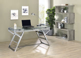 Emelle 63" Zigzag Bookshelf - Grey Driftwood Shelves with Clear Glass Side Panels – view 12