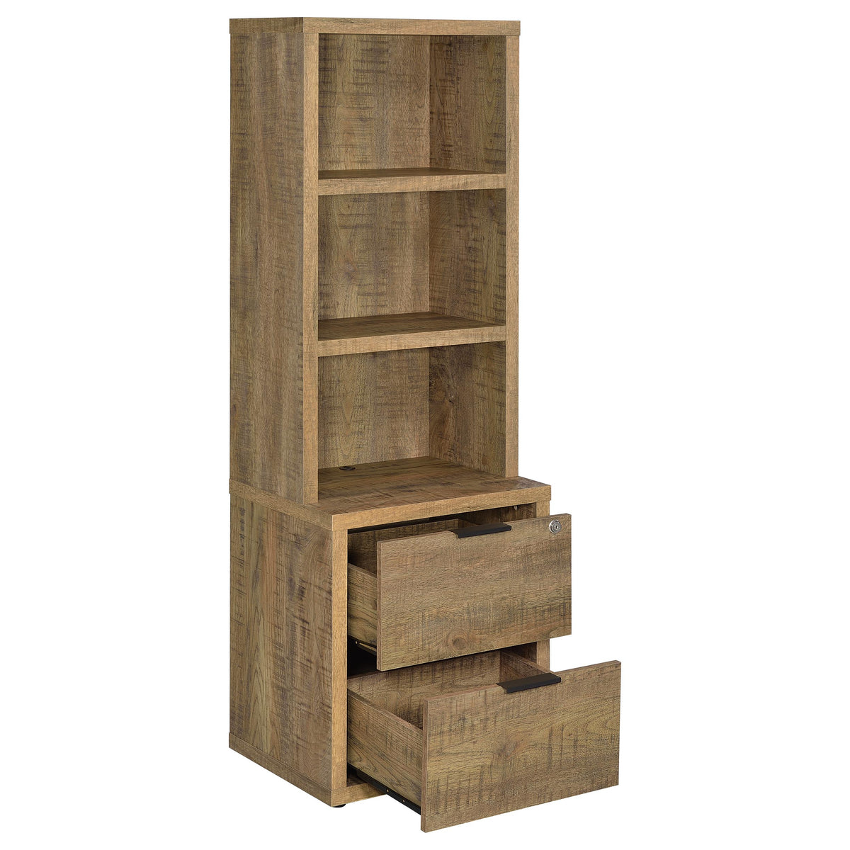 Westpark 3-Shelf Bookcase with USB Charging & Locking Drawer - Mango Finish, Single or 3-Piece Wall Unit – view 4