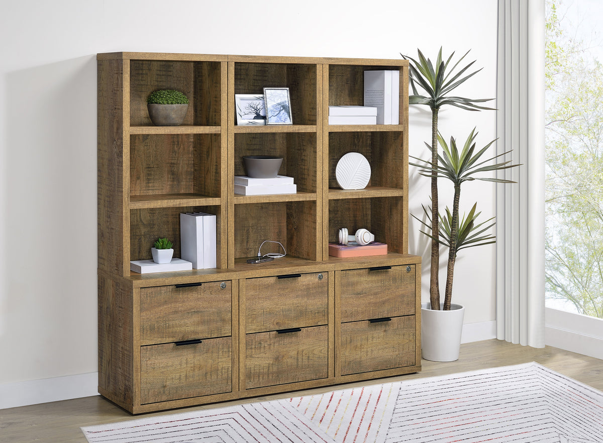 Westpark 3-Shelf Bookcase with USB Charging & Locking Drawer - Mango Finish, Single or 3-Piece Wall Unit – view 15