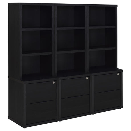 Westpark Bookcase with USB Charging & Locking Drawer - Black Oak, Single or 3-Piece Wall Unit – view 16