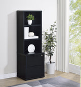 Westpark Bookcase with USB Charging & Locking Drawer - Black Oak, Single or 3-Piece Wall Unit – view 1