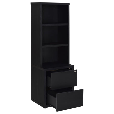 Westpark Bookcase with USB Charging & Locking Drawer - Black Oak, Single or 3-Piece Wall Unit – view 4