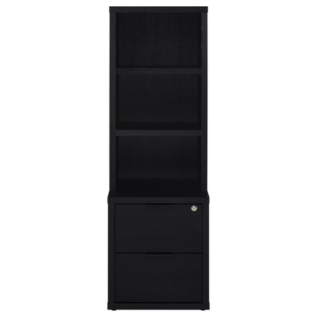 Westpark Bookcase with USB Charging & Locking Drawer - Black Oak, Single or 3-Piece Wall Unit – view 5