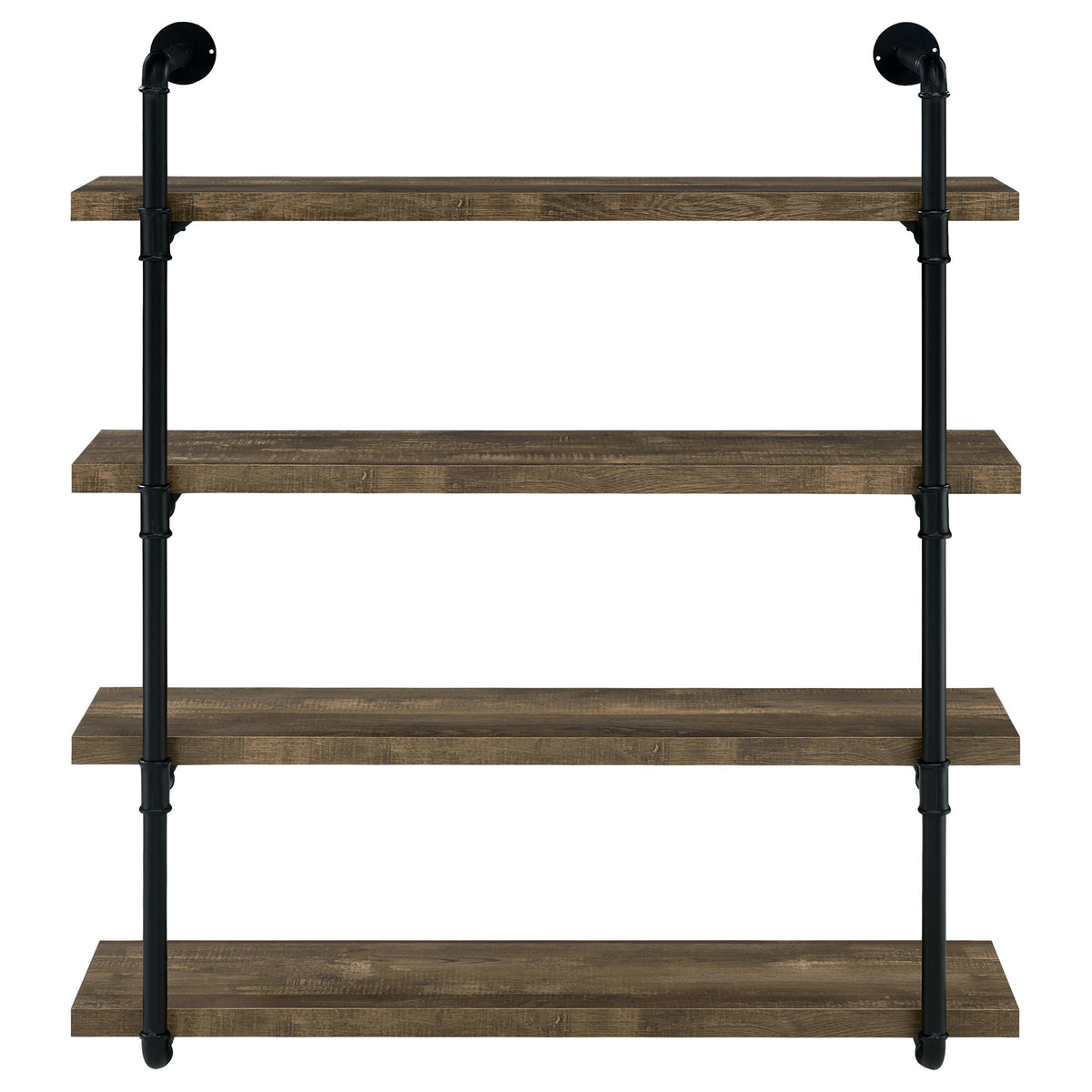 Elmcrest 39" 4-Shelf Wall Bookshelf - Industrial Black Pipe Frame in Rustic Oak – view 3