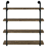 Elmcrest 39" 4-Shelf Wall Bookshelf - Industrial Black Pipe Frame in Rustic Oak – view 3