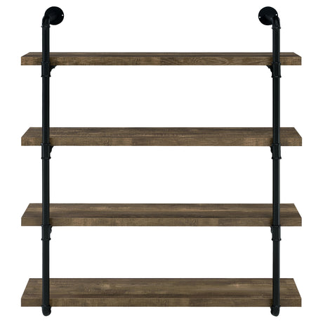 Elmcrest 39" 4-Shelf Wall Bookshelf - Industrial Black Pipe Frame in Rustic Oak – view 3