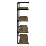Elmcrest 39" 4-Shelf Wall Bookshelf - Industrial Black Pipe Frame in Rustic Oak – view 4