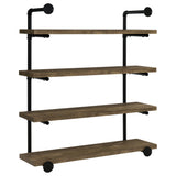 Elmcrest 39" 4-Shelf Wall Bookshelf - Industrial Black Pipe Frame in Rustic Oak – view 5