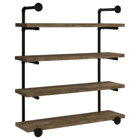 Elmcrest 39" 4-Shelf Wall Bookshelf - Industrial Black Pipe Frame in Rustic Oak – view 5
