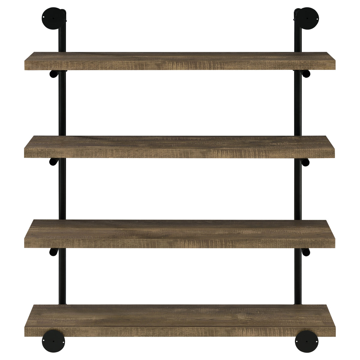 Elmcrest 39" 4-Shelf Wall Bookshelf - Industrial Black Pipe Frame in Rustic Oak – view 6