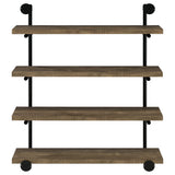 Elmcrest 39" 4-Shelf Wall Bookshelf - Industrial Black Pipe Frame in Rustic Oak – view 6