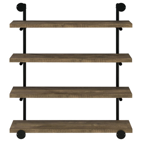 Elmcrest 39" 4-Shelf Wall Bookshelf - Industrial Black Pipe Frame in Rustic Oak – view 6