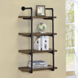 Elmcrest 24" 4-Shelf Wall Bookshelf - Industrial Pipe Frame in Rustic Oak & Black – view 1