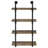 Elmcrest 24" 4-Shelf Wall Bookshelf - Industrial Pipe Frame in Rustic Oak & Black – view 3