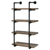 Elmcrest 24" 4-Shelf Wall Bookshelf - Industrial Pipe Frame in Rustic Oak & Black – view 4