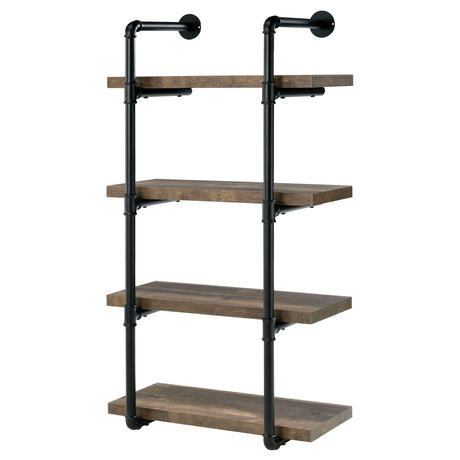 Elmcrest 24" 4-Shelf Wall Bookshelf - Industrial Pipe Frame in Rustic Oak & Black – view 4