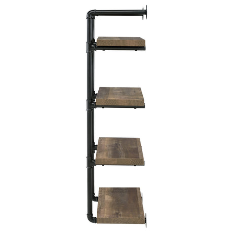 Elmcrest 24" 4-Shelf Wall Bookshelf - Industrial Pipe Frame in Rustic Oak & Black – view 5