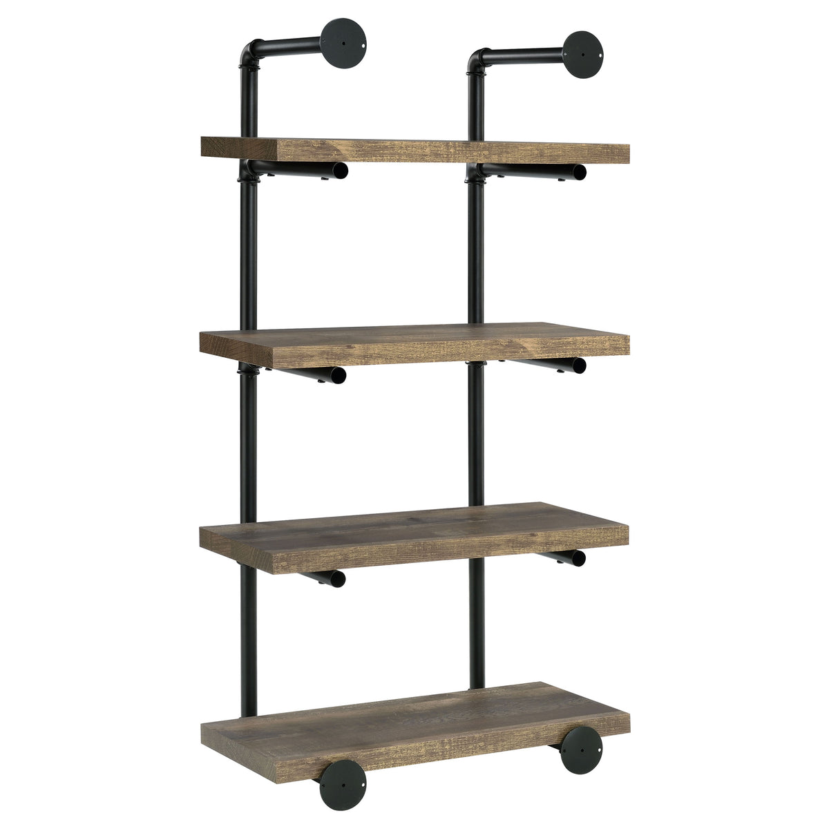Elmcrest 24" 4-Shelf Wall Bookshelf - Industrial Pipe Frame in Rustic Oak & Black – view 6
