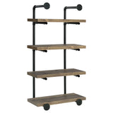 Elmcrest 24" 4-Shelf Wall Bookshelf - Industrial Pipe Frame in Rustic Oak & Black – view 6