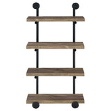 Elmcrest 24" 4-Shelf Wall Bookshelf - Industrial Pipe Frame in Rustic Oak & Black – view 7