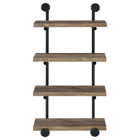 Elmcrest 24" 4-Shelf Wall Bookshelf - Industrial Pipe Frame in Rustic Oak & Black – view 7