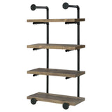 Elmcrest 24" 4-Shelf Wall Bookshelf - Industrial Pipe Frame in Rustic Oak & Black – view 8