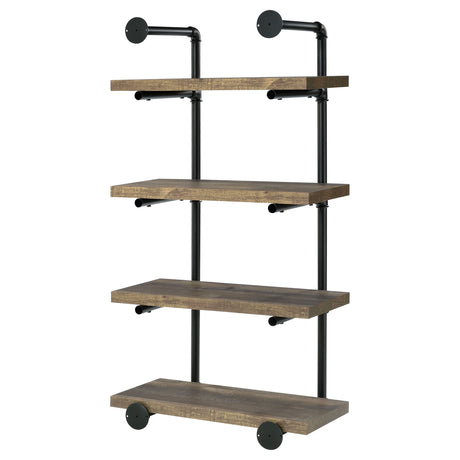Elmcrest 24" 4-Shelf Wall Bookshelf - Industrial Pipe Frame in Rustic Oak & Black – view 8