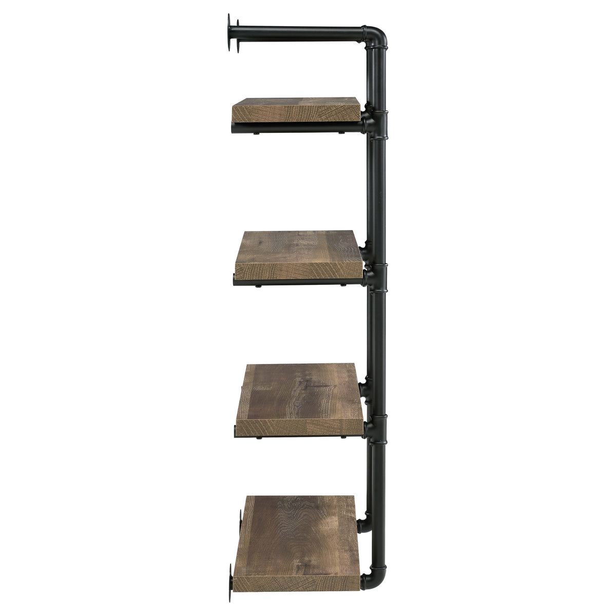 Elmcrest 24" 4-Shelf Wall Bookshelf - Industrial Pipe Frame in Rustic Oak & Black – view 9