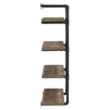 Elmcrest 24" 4-Shelf Wall Bookshelf - Industrial Pipe Frame in Rustic Oak & Black – view 9