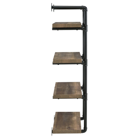 Elmcrest 24" 4-Shelf Wall Bookshelf - Industrial Pipe Frame in Rustic Oak & Black – view 9
