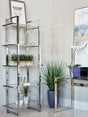 Hartford 79" Glass Bookshelf - Contemporary Polished Chrome with 5 Tempered Glass Shelves – view 1