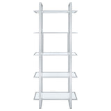 Hartford 79" Glass Bookshelf - Contemporary Polished Chrome with 5 Tempered Glass Shelves – view 3