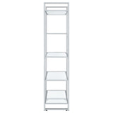 Hartford 79" Glass Bookshelf - Contemporary Polished Chrome with 5 Tempered Glass Shelves – view 5