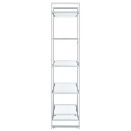 Hartford 79" Glass Bookshelf - Contemporary Polished Chrome with 5 Tempered Glass Shelves – view 5