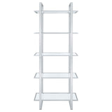 Hartford 79" Glass Bookshelf - Contemporary Polished Chrome with 5 Tempered Glass Shelves – view 7