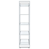Hartford 79" Glass Bookshelf - Contemporary Polished Chrome with 5 Tempered Glass Shelves – view 9