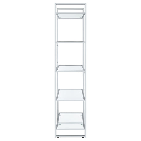Hartford 79" Glass Bookshelf - Contemporary Polished Chrome with 5 Tempered Glass Shelves – view 9