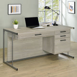 Loomis Home Office - 60" 4-Drawer Computer Desk, File Cabinet & 72" Bookshelf in Whitewashed Grey – view 1